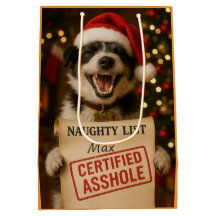 Jack Russell cute Naughty List gift bag