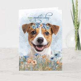 Jack Russell Dog Wildflowers Mother's Day Helgkort