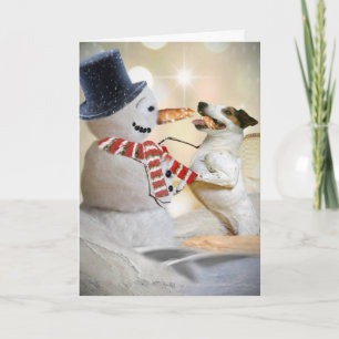 Jack Russell Eats Snögubbe Nose Helgkort