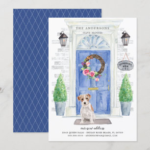 Jack Russell Front Door Flytta Announcement Inbjudningar