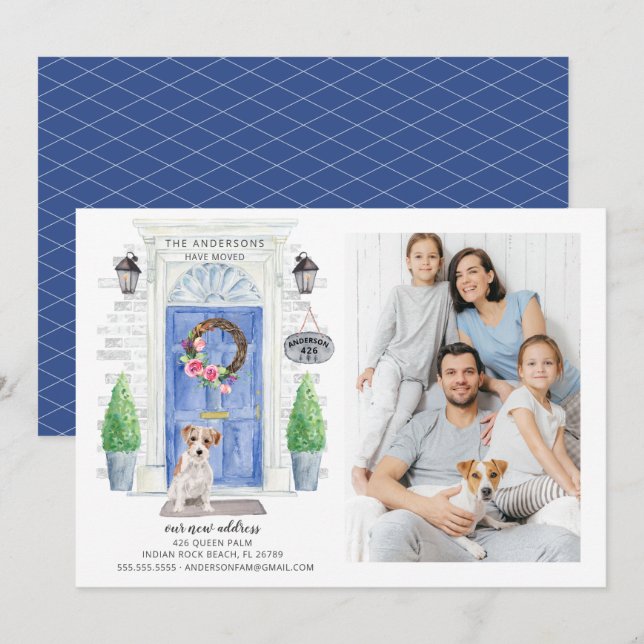 Jack Russell Front Door Flytta Announcement Inbjudningar (Fram/baksida)