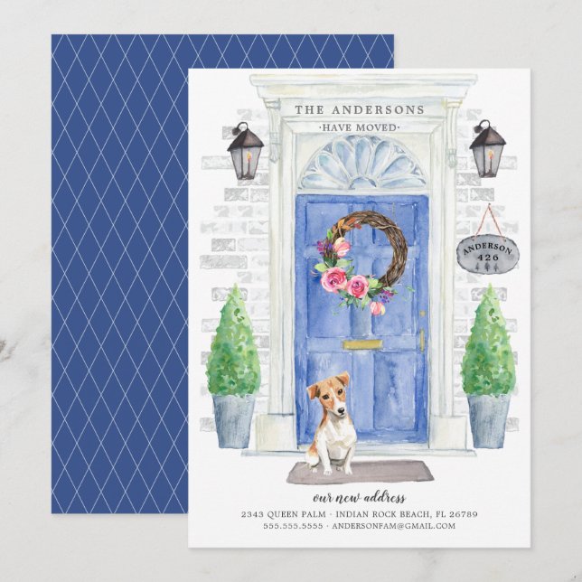 Jack Russell Front Door Flytta Announcement Inbjudningar (Fram/baksida)