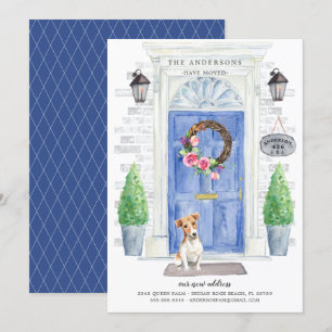 Jack Russell Front Door Flytta Announcement Inbjudningar