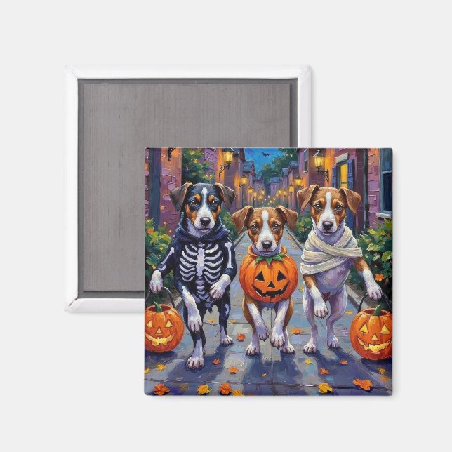 Jack Russell Halloween-kostymer för trick-or-treat Magnet (Front/Back)