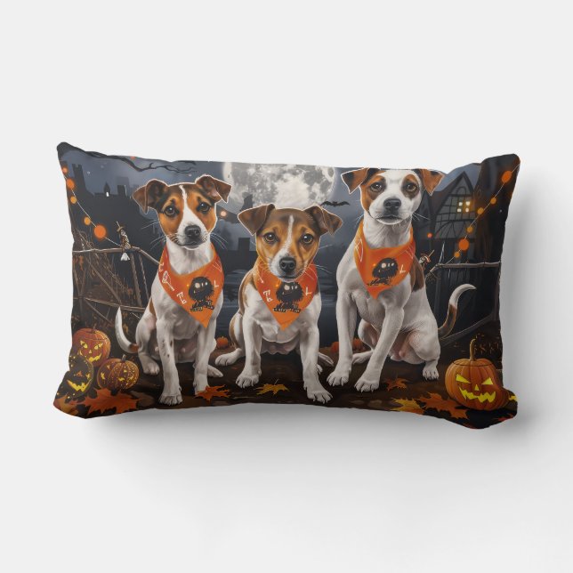 Jack Russell Halloween Spooky Lumbarkudde (Baksida)