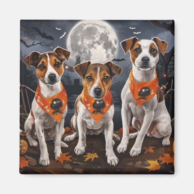Jack Russell Halloween Spooky Magnet (Framsidan)