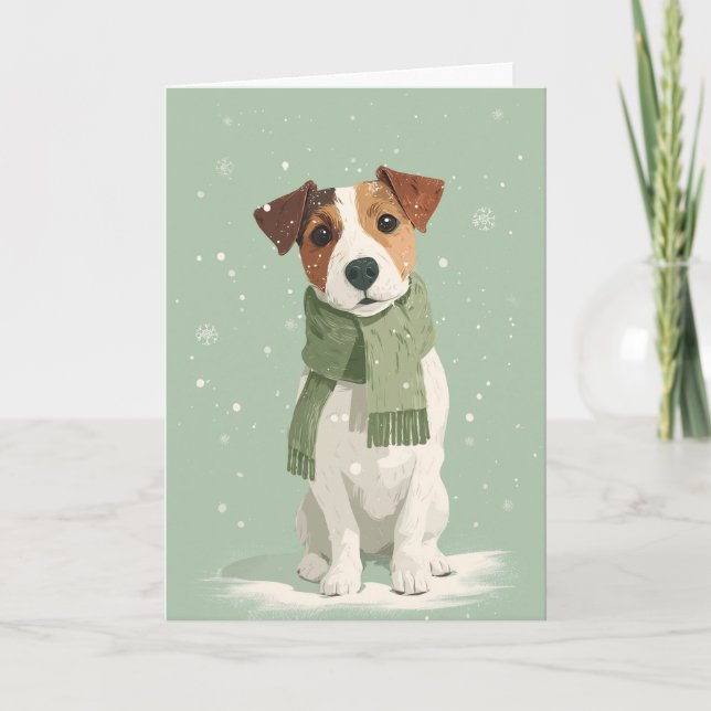 Jack Russell Holiday Greeting Kort (Framsida)