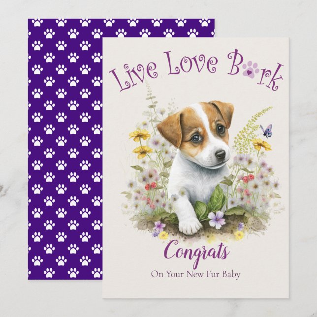 Jack Russell Hund Adoption, Gotcha Day Kort (Fram/baksida)