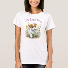 Jack Russell Hund Blommigt Mamma T Shirt
