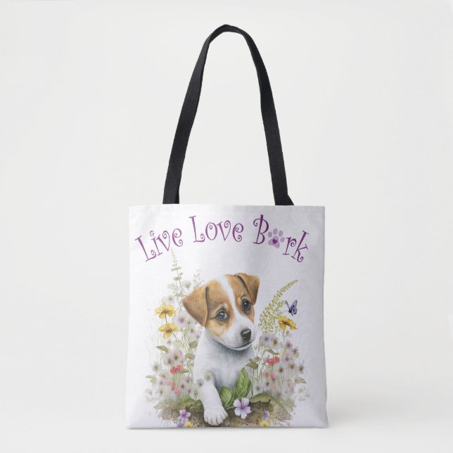 Jack Russell Hund Blommigt Mamma Tygkasse (Framsida)