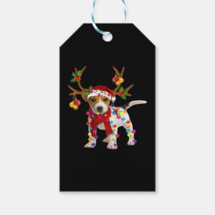 Jack Russell Hund Gorgous Reindeer jul Light Light Presentetikett