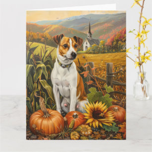 Jack Russell Hund Höstskörd Tacksägelse Kort