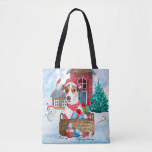 Jack Russell Hund I Hund i snö Tygkasse