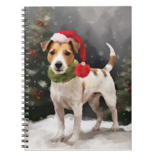 Jack Russell Hund i jul i Snö Anteckningsbok