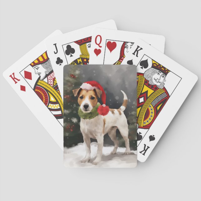 Jack Russell Hund i jul i Snö Casinokort (Baksidan)