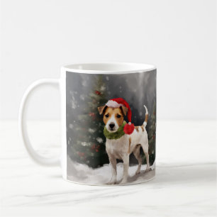 Jack Russell Hund i jul i Snö Kaffemugg