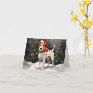 Jack Russell Hund i jul i Snö Kort