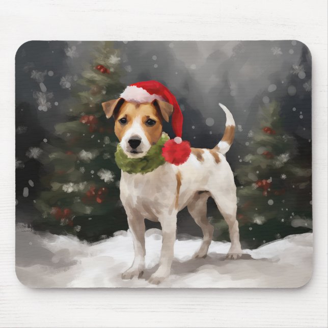 Jack Russell Hund i jul i Snö Musmatta (Framsidan)