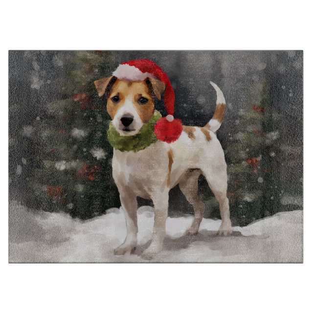 Jack Russell-hund i snö jul (Framsidan)