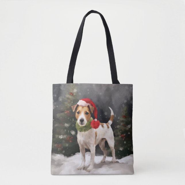 Jack Russell-hund i snö jul Tygkasse (Framsida)