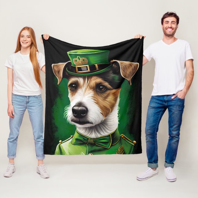 Jack Russell Hund i St. Patrick Dress Fleecefilt (På plats)