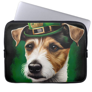 Jack Russell hund i St. Patricks dag dräkt Laptop Fodral