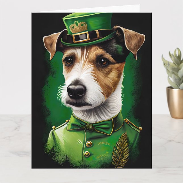 Jack Russell Hund i St. Patrick's Day Dräkt Kort (Liten växt)