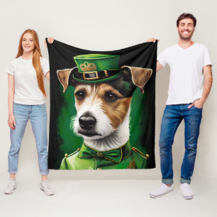 Jack Russell Hund i St. Patrick's Day Klänning Fleecefilt