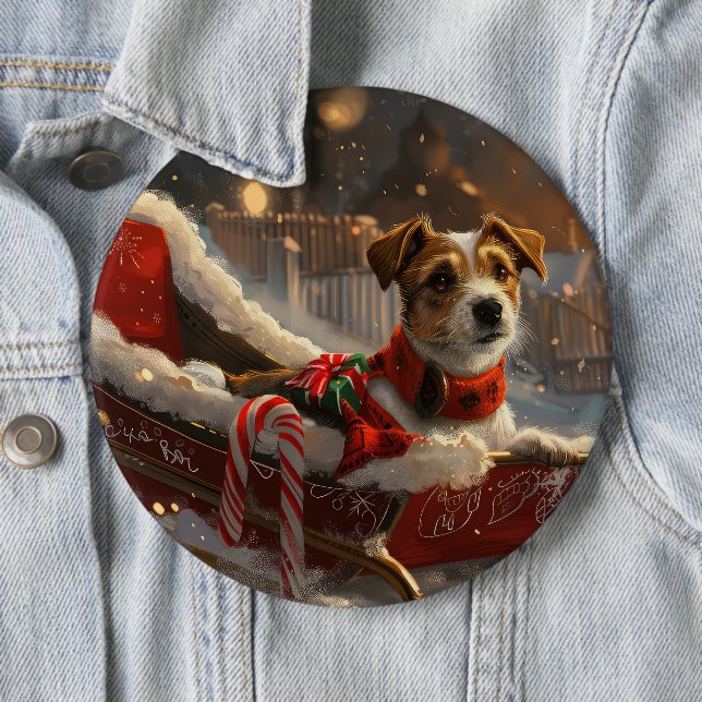 Jack Russell Hund Jul Festiv Knapp (In Situ)