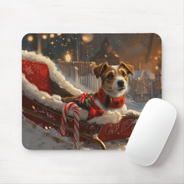 Jack Russell Hund Jul Festiv Musmatta (Med mus)