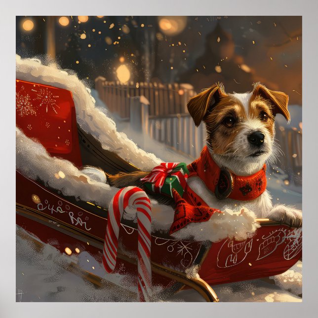 Jack Russell Hund Jul Festiv Poster (Framsidan)