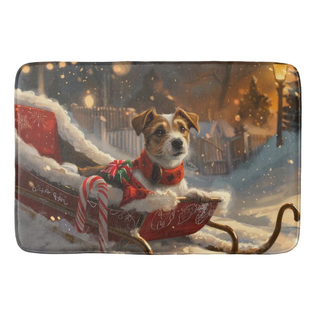 Jack Russell Hund jul Festive Badrumsmatta (Framsidan)