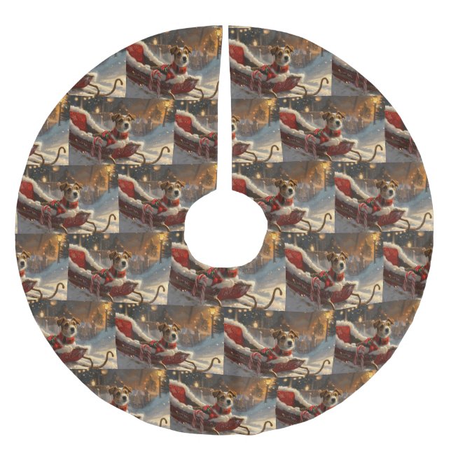 Jack Russell Hund jul Festive Julgransmatta Borstad Polyester (Framsidan)