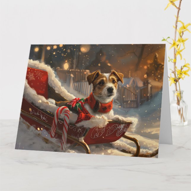 Jack Russell Hund jul Festive Kort (Gul blomma)