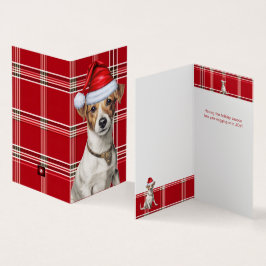 Jack Russell-Hund med Red Helgdag Play Kort
