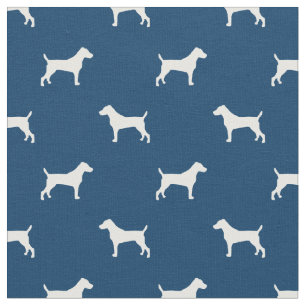 jack russell hund navy blue silhouette tyg