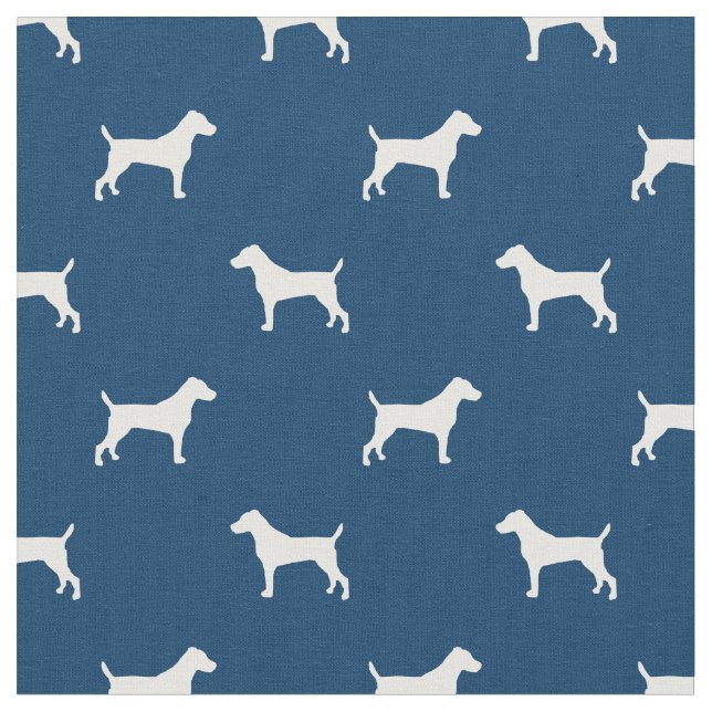 jack russell hund navy blue silhouette tyg (Närbild)