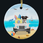 jack russell Hund på Beach Julgransprydnad Keramik<br><div class="desc">En jack russell hund som kör fordon på stranden är en perfekt gåva till någon som kärlek i hund aveln.</div>