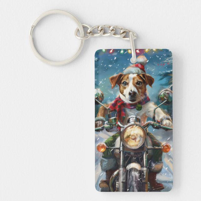 Jack Russell Hund Riding Motorcle God jul (Framsidan)