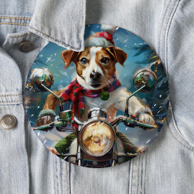 Jack Russell Hund Riding Motorcle God jul Knapp (In Situ)