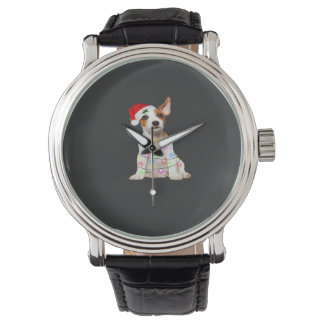 Jack Russell hund Santa julgran Ljuskedja Xmas  Armbandsur