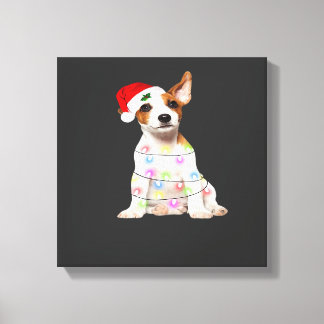 Jack Russell hund Santa julgran Ljuskedja Xmas  Canvastryck