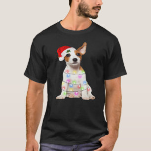 Jack Russell hund Santa julgran Ljussättning Xmas  T Shirt