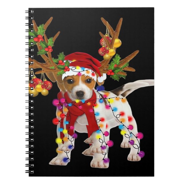 Jack russell Hund Vacker Ren Julbelysning Anteckningsbok (Framsidan)