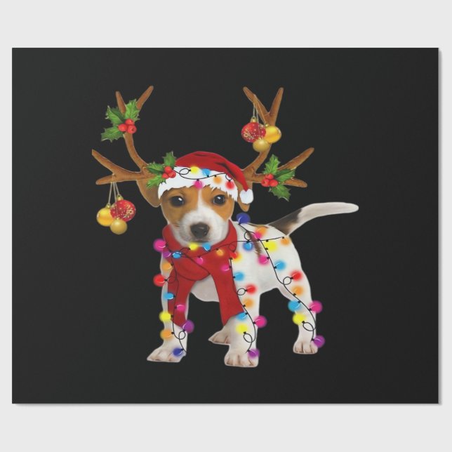 Jack russell Hund Vacker Ren Julbelysning Presentpapper (Platt)