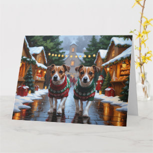 Jack Russell Hundar jul Snö Helgdag Kort