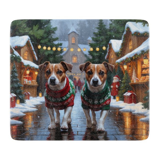 Jack Russell Hundar Jul Snö Högtid (Framsidan)