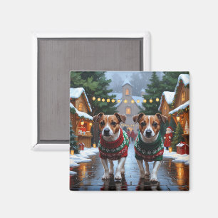 Jack Russell Hundar Jul Snö Holiday Magnet