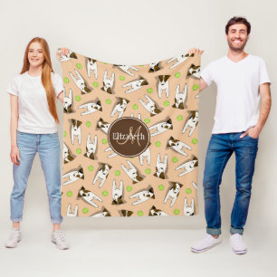 Jack Russell hundar peach eller färg monogrammet Fleecefilt