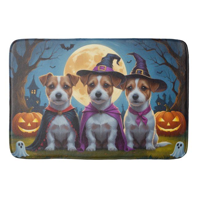 Jack Russell Hundar Pumpkin Halloween Funny Badrumsmatta (Framsidan)